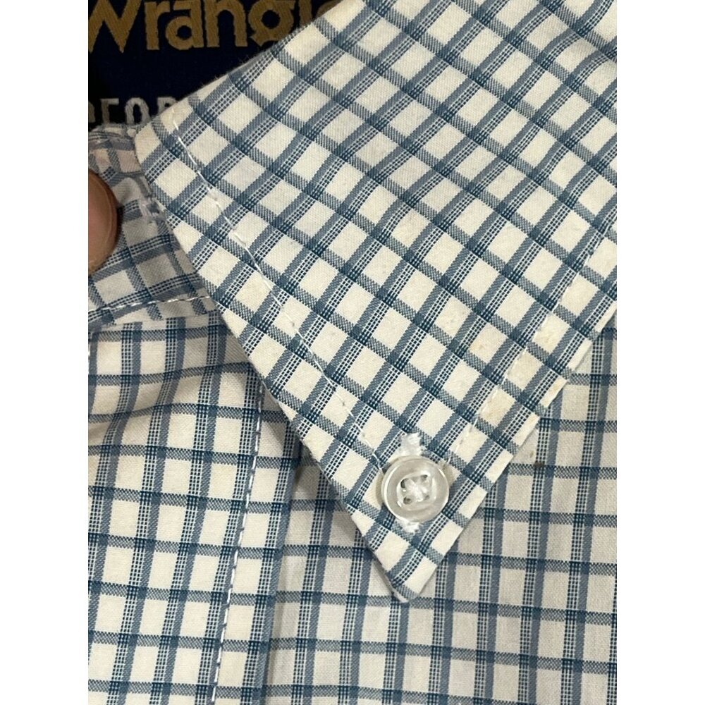 Wrangler Plaid Pearl Snap Shirt Blue 2XLT Western Cowboy Checks Concert Relaxed - Picture 4 of 9
